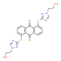 ChemSpider 2D Image | 1,5-Bis((1-(2-hydroxyethyl)-1,2,4-triazol-3-yl)thio)anthraquinone | C22H18N6O4S2