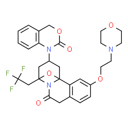 ChemSpider 2D Image | 1-[1-({4-[2-(4-Morpholinyl)ethoxy]-2-(2,2,2-trifluoroethoxy)phenyl}acetyl)-4-piperidinyl]-1,4-dihydro-2H-3,1-benzoxazin-2-one | C29H34F3N3O6