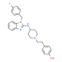 ChemSpider 2D Image | 4-[2-(4-{[1-(4-fluorobenzyl)-1H-benzimidazol-2-yl]amino}piperidin-1-yl)ethyl]phenol | C27H29FN4O