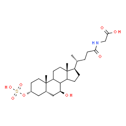 ChemSpider 2D Image | N-[(3alpha,5beta,7beta,8xi,9xi,14xi)-7-Hydroxy-24-oxo-3-(sulfooxy)cholan-24-yl]glycine | C26H43NO8S