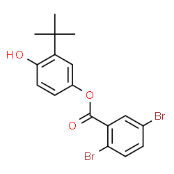 ChemSpider 2D Image | 4-Hydroxy-3-(2-methyl-2-propanyl)phenyl 2,5-dibromobenzoate | C17H16Br2O3