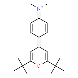 ChemSpider 2D Image | 4-[2,6-Bis(2-methyl-2-propanyl)-4H-pyran-4-ylidene]-N,N-dimethyl-2,5-cyclohexadien-1-iminium | C21H30NO