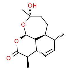 ChemSpider 2D Image | (3R,3aS,6R,6aS,9S,10aR)-9-Hydroxy-3,6,9-trimethyl-3a,6,6a,7,8,9,10a,10b-octahydrooxepino[4,3,2-ij]isochromen-2(3H)-one | C15H22O4