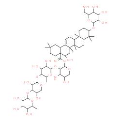 ChemSpider 2D Image | 6-Deoxyhexopyranosyl-(1->3)pentopyranosyl-(1->4)-6-deoxyhexopyranosyl-(1->2)-1-O-[3-(hexopyranosyloxy)-16-hydroxy-28-oxoolean-12-en-28-yl]pentopyranose | C58H94O25