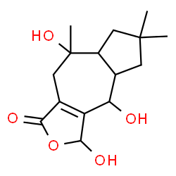 ChemSpider 2D Image | 3,4,8-Trihydroxy-6,6,8-trimethyl-4,4a,5,6,7,7a,8,9-octahydroazuleno[5,6-c]furan-1(3H)-one | C15H22O5