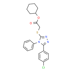 ChemSpider 2D Image | Cyclohexyl {[5-(4-chlorophenyl)-4-phenyl-4H-1,2,4-triazol-3-yl]sulfanyl}acetate | C22H22ClN3O2S