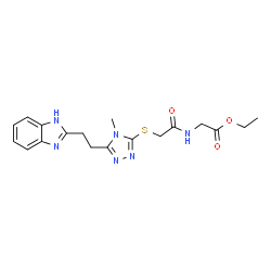 ChemSpider 2D Image | Ethyl N-[({5-[2-(1H-benzimidazol-2-yl)ethyl]-4-methyl-4H-1,2,4-triazol-3-yl}sulfanyl)acetyl]glycinate | C18H22N6O3S