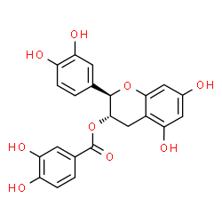 ChemSpider 2D Image | (2R,3S)-2-(3,4-Dihydroxyphenyl)-5,7-dihydroxy-3,4-dihydro-2H-chromen-3-yl 3,4-dihydroxybenzoate | C22H18O9
