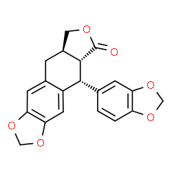 ChemSpider 2D Image | (5R,5aR,8aR)-5-(1,3-Benzodioxol-5-yl)-5,8,8a,9-tetrahydrofuro[3',4':6,7]naphtho[2,3-d][1,3]dioxol-6(5aH)-one | C20H16O6
