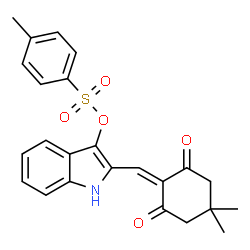 ChemSpider 2D Image | 2-[(4,4-Dimethyl-2,6-dioxocyclohexylidene)methyl]-1H-indol-3-yl 4-methylbenzenesulfonate | C24H23NO5S