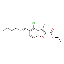 ChemSpider 2D Image | Ethyl 5-[(butylimino)methyl]-4-chloro-3-methyl-1-benzofuran-2-carboxylate | C17H20ClNO3