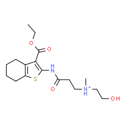 ChemSpider 2D Image | 3-{[3-(Ethoxycarbonyl)-4,5,6,7-tetrahydro-1-benzothiophen-2-yl]amino}-N-(2-hydroxyethyl)-N-methyl-3-oxo-1-propanaminium | C17H27N2O4S