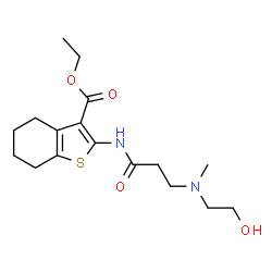 ChemSpider 2D Image | Ethyl 2-{[N-(2-hydroxyethyl)-N-methyl-beta-alanyl]amino}-4,5,6,7-tetrahydro-1-benzothiophene-3-carboxylate | C17H26N2O4S
