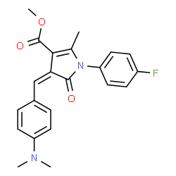 ChemSpider 2D Image | Methyl (4Z)-4-[4-(dimethylamino)benzylidene]-1-(4-fluorophenyl)-2-methyl-5-oxo-4,5-dihydro-1H-pyrrole-3-carboxylate | C22H21FN2O3