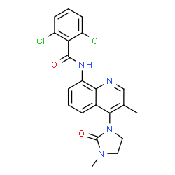 ChemSpider 2D Image | 2,6-dichloro-N-(3-methyl-4-(3-methyl-2-oxo-1-imidazolidinyl)-8-quinolinyl)benzamide | C21H18Cl2N4O2