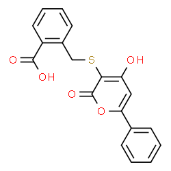 ChemSpider 2D Image | 3-(2-Carboxybenzylthio)-4-hydroxy-6-phenylpyran-2-one | C19H14O5S