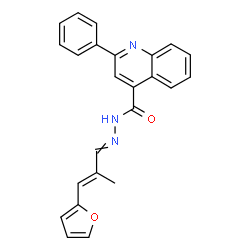 ChemSpider 2D Image | N'-[(2E)-3-(2-Furyl)-2-methyl-2-propen-1-ylidene]-2-phenyl-4-quinolinecarbohydrazide | C24H19N3O2