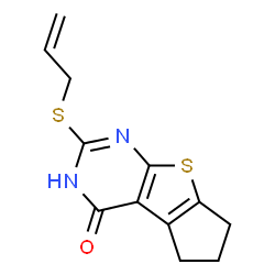 ChemSpider 2D Image | 2-(Allylsulfanyl)-3,5,6,7-tetrahydro-4H-cyclopenta[4,5]thieno[2,3-d]pyrimidin-4-one | C12H12N2OS2