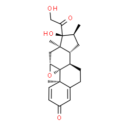 ChemSpider 2D Image | (8alpha,10alpha,11alpha,13alpha,14beta,16beta,17alpha)-17,21-Dihydroxy-16-methyl-9,11-epoxypregna-1,4-diene-3,20-dione | C22H28O5