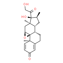 ChemSpider 2D Image | (9beta,10alpha,11beta,13alpha,14beta,16beta,17alpha)-17,21-Dihydroxy-16-methyl-9,11-epoxypregna-1,4-diene-3,20-dione | C22H28O5