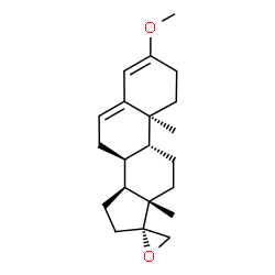 ChemSpider 2D Image | (8S,9R,10S,13S,14S,17R)-3-Methoxy-10,13-dimethyl-1,2,7,8,9,10,11,12,13,14,15,16-dodecahydrospiro[cyclopenta[a]phenanthrene-17,2'-oxirane] | C21H30O2