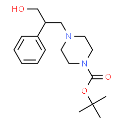 ChemSpider 2D Image | tert-Butyl 4-(3-hydroxy-2-phenylpropyl)piperazine-1-carboxylate | C18H28N2O3