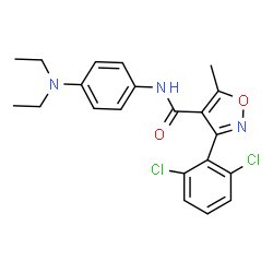 ChemSpider 2D Image | 3-(2,6-Dichlorophenyl)-N-[4-(diethylamino)phenyl]-5-methyl-1,2-oxazole-4-carboxamide | C21H21Cl2N3O2