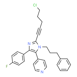 ChemSpider 2D Image | 4-[2-(5-Chloro-1-pentyn-1-yl)-4-(4-fluorophenyl)-1-(3-phenylpropyl)-1H-imidazol-5-yl]pyridine | C28H25ClFN3