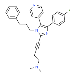 ChemSpider 2D Image | 4-[4-(4-Fluorophenyl)-1-(3-phenylpropyl)-5-(4-pyridinyl)-1H-imidazol-2-yl]-N,N-dimethyl-3-butyn-1-amine | C29H29FN4