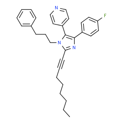 ChemSpider 2D Image | 4-[4-(4-Fluorophenyl)-2-(1-octyn-1-yl)-1-(3-phenylpropyl)-1H-imidazol-5-yl]pyridine | C31H32FN3