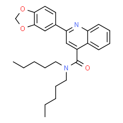 ChemSpider 2D Image | 2-(1,3-Benzodioxol-5-yl)-N,N-dipentyl-4-quinolinecarboxamide | C27H32N2O3