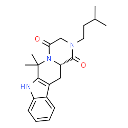 ChemSpider 2D Image | (12aS)-6,6-Dimethyl-2-(3-methylbutyl)-2,3,6,7,12,12a-hexahydropyrazino[1',2':1,6]pyrido[3,4-b]indole-1,4-dione | C21H27N3O2