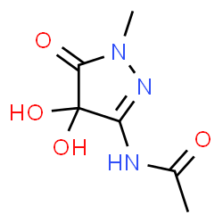ChemSpider 2D Image | N-(4,4-Dihydroxy-1-methyl-5-oxo-4,5-dihydro-1H-pyrazol-3-yl)acetamide | C6H9N3O4