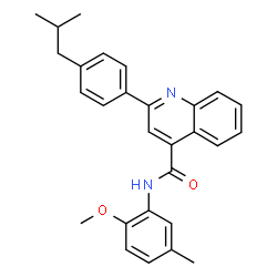 ChemSpider 2D Image | 2-(4-Isobutylphenyl)-N-(2-methoxy-5-methylphenyl)-4-quinolinecarboxamide | C28H28N2O2