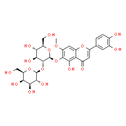 ChemSpider 2D Image | 2-(3,4-Dihydroxyphenyl)-5-hydroxy-7-methoxy-4-oxo-4H-chromen-6-yl 2-O-beta-D-galactopyranosyl-beta-D-glucopyranoside | C28H32O17