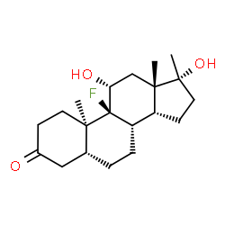ChemSpider 2D Image | (5beta,9beta,10alpha,11alpha,14beta,17alpha)-9-Fluoro-11,17-dihydroxy-17-methylandrostan-3-one | C20H31FO3