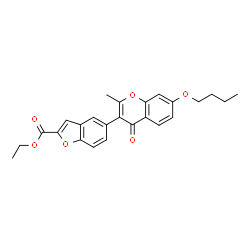 ChemSpider 2D Image | Ethyl 5-(7-butoxy-2-methyl-4-oxo-4H-chromen-3-yl)-1-benzofuran-2-carboxylate | C25H24O6