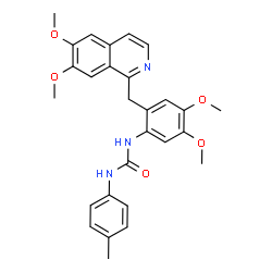 ChemSpider 2D Image | 1-{2-[(6,7-Dimethoxy-1-isoquinolinyl)methyl]-4,5-dimethoxyphenyl}-3-(4-methylphenyl)urea | C28H29N3O5