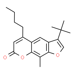 ChemSpider 2D Image | 5-Butyl-9-methyl-3-(2-methyl-2-propanyl)-7H-furo[3,2-g]chromen-7-one | C20H24O3