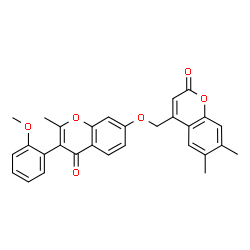 ChemSpider 2D Image | 4-({[3-(2-Methoxyphenyl)-2-methyl-4-oxo-4H-chromen-7-yl]oxy}methyl)-6,7-dimethyl-2H-chromen-2-one | C29H24O6