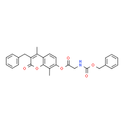 ChemSpider 2D Image | 3-Benzyl-4,8-dimethyl-2-oxo-2H-chromen-7-yl N-[(benzyloxy)carbonyl]glycinate | C28H25NO6