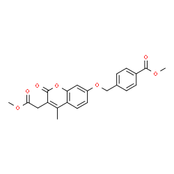 ChemSpider 2D Image | Methyl 4-({[3-(2-methoxy-2-oxoethyl)-4-methyl-2-oxo-2H-chromen-7-yl]oxy}methyl)benzoate | C22H20O7