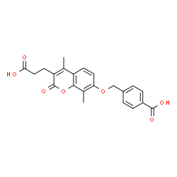 ChemSpider 2D Image | 4-({[3-(2-Carboxyethyl)-4,8-dimethyl-2-oxo-2H-chromen-7-yl]oxy}methyl)benzoic acid | C22H20O7