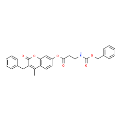 ChemSpider 2D Image | 3-Benzyl-4-methyl-2-oxo-2H-chromen-7-yl N-[(benzyloxy)carbonyl]-beta-alaninate | C28H25NO6