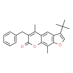 ChemSpider 2D Image | 6-Benzyl-5,9-dimethyl-3-(2-methyl-2-propanyl)-7H-furo[3,2-g]chromen-7-one | C24H24O3