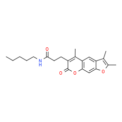 ChemSpider 2D Image | N-Pentyl-3-(2,3,5-trimethyl-7-oxo-7H-furo[3,2-g]chromen-6-yl)propanamide | C22H27NO4