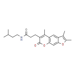 ChemSpider 2D Image | N-(3-Methylbutyl)-3-(2,3,5-trimethyl-7-oxo-7H-furo[3,2-g]chromen-6-yl)propanamide | C22H27NO4