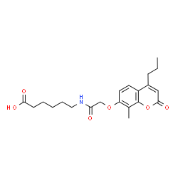ChemSpider 2D Image | 6-({[(8-Methyl-2-oxo-4-propyl-2H-chromen-7-yl)oxy]acetyl}amino)hexanoic acid | C21H27NO6