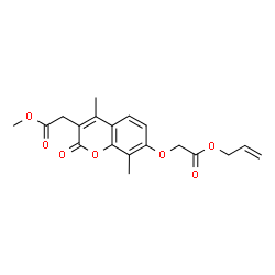 ChemSpider 2D Image | Methyl {7-[2-(allyloxy)-2-oxoethoxy]-4,8-dimethyl-2-oxo-2H-chromen-3-yl}acetate | C19H20O7