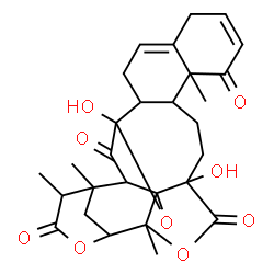 ChemSpider 2D Image | 5,18-Dihydroxy-1,14,21,25-tetramethyl-4,20,23-trioxaheptacyclo[20.3.1.1~2,5~.0~3,18~.0~3,21~.0~6,15~.0~9,14~]heptacosa-8,11-diene-13,19,24,27-tetrone | C28H32O9